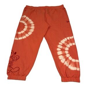 Disney Mickey Mouse Genuine Mousewear Tie-Dye Orange Jogger Women's Pants Sz 3XL